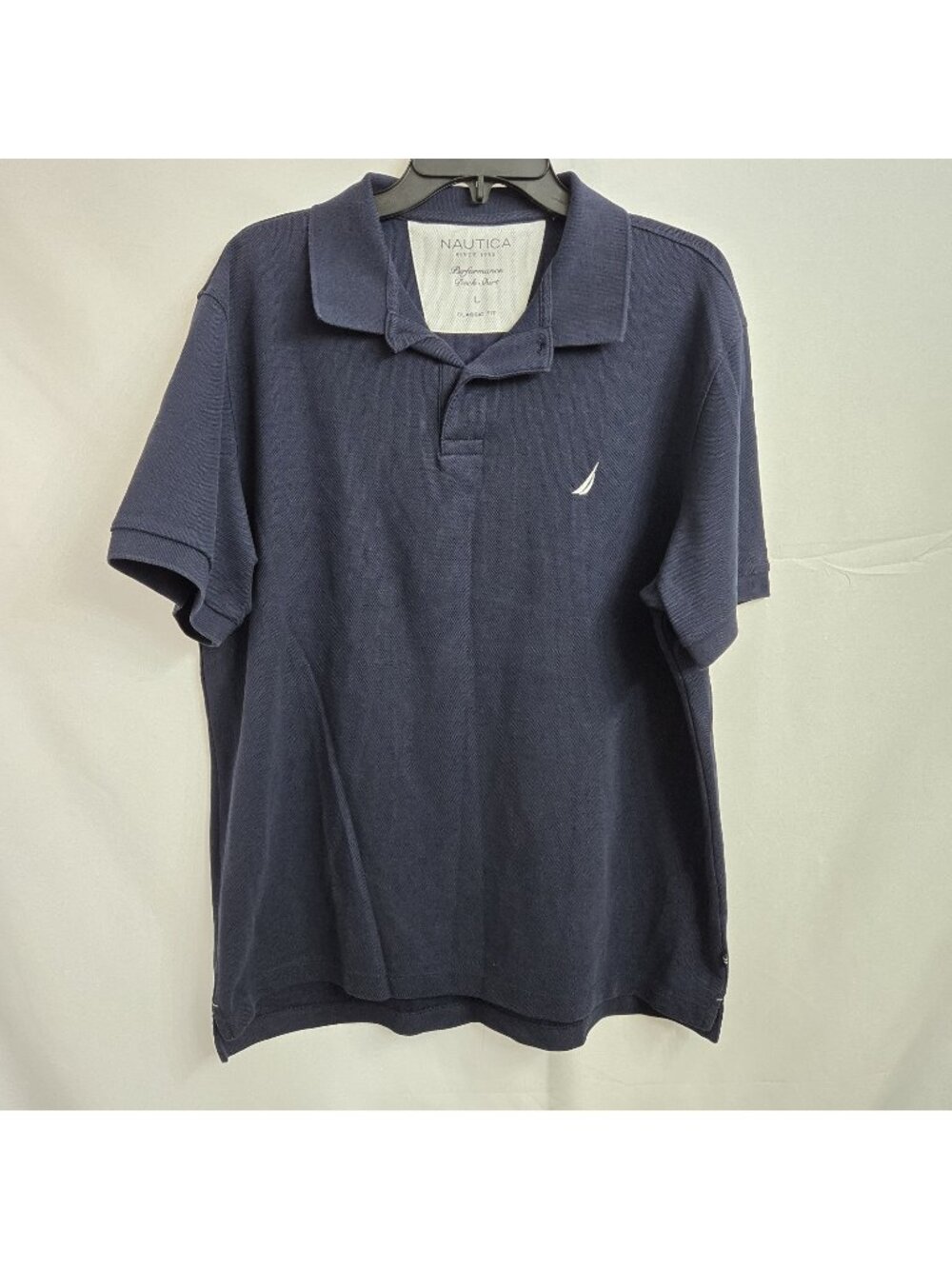 Nautica Performance Deck Shirt Classic Fit Polo Top Navy Men's Size Large